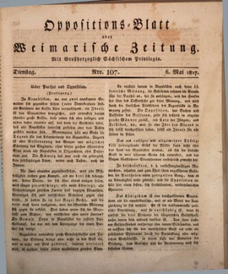Oppositions-Blatt oder Weimarische Zeitung Dienstag 6. Mai 1817