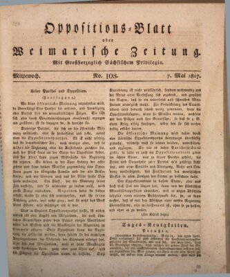 Oppositions-Blatt oder Weimarische Zeitung Mittwoch 7. Mai 1817