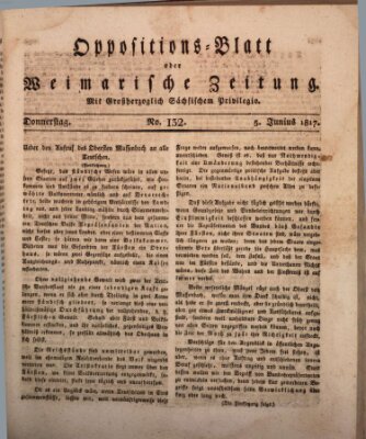 Oppositions-Blatt oder Weimarische Zeitung Donnerstag 5. Juni 1817