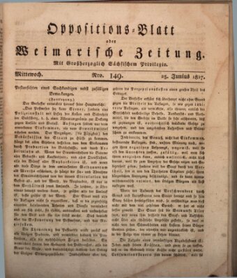 Oppositions-Blatt oder Weimarische Zeitung Mittwoch 25. Juni 1817