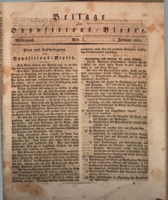Oppositions-Blatt oder Weimarische Zeitung Mittwoch 1. Januar 1817