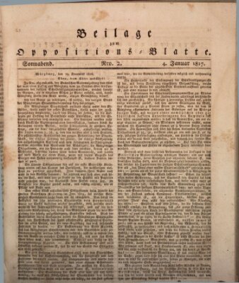 Oppositions-Blatt oder Weimarische Zeitung Samstag 4. Januar 1817