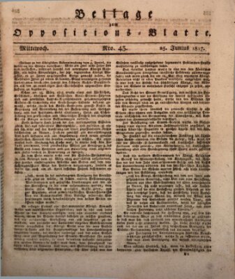 Oppositions-Blatt oder Weimarische Zeitung Mittwoch 25. Juni 1817