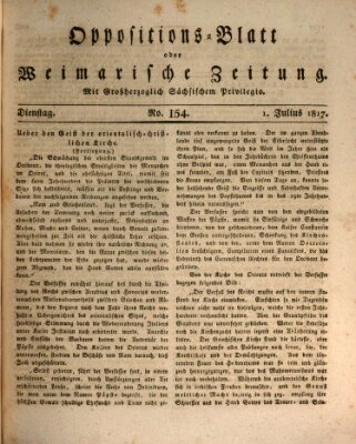 Oppositions-Blatt oder Weimarische Zeitung Dienstag 1. Juli 1817