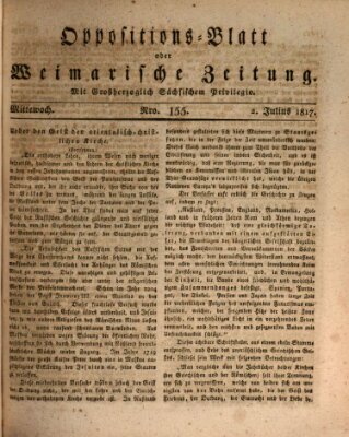 Oppositions-Blatt oder Weimarische Zeitung Mittwoch 2. Juli 1817