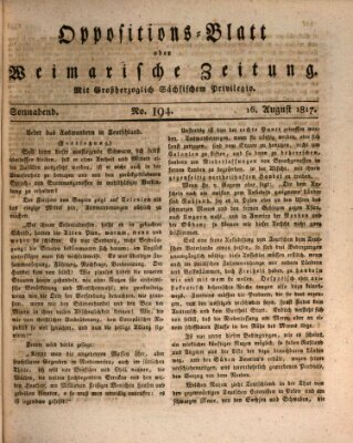 Oppositions-Blatt oder Weimarische Zeitung Samstag 16. August 1817