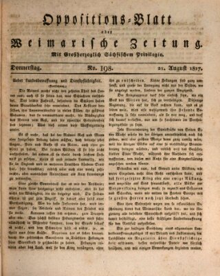 Oppositions-Blatt oder Weimarische Zeitung Donnerstag 21. August 1817