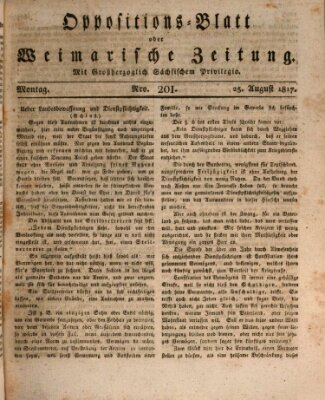Oppositions-Blatt oder Weimarische Zeitung Montag 25. August 1817