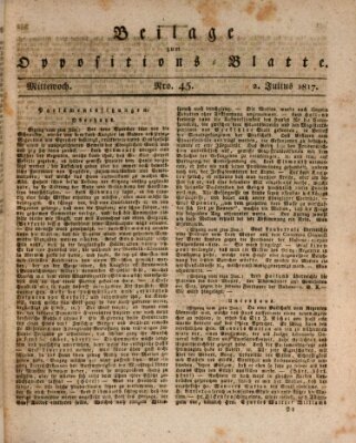 Oppositions-Blatt oder Weimarische Zeitung Mittwoch 2. Juli 1817