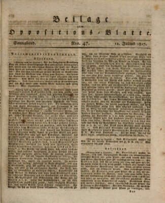 Oppositions-Blatt oder Weimarische Zeitung Samstag 12. Juli 1817