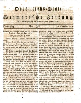 Oppositions-Blatt oder Weimarische Zeitung Donnerstag 30. Oktober 1817