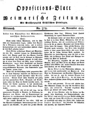 Oppositions-Blatt oder Weimarische Zeitung Mittwoch 26. November 1817