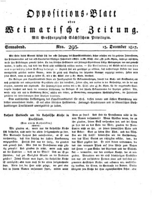 Oppositions-Blatt oder Weimarische Zeitung Samstag 13. Dezember 1817