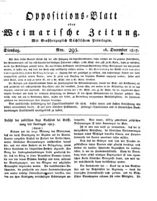 Oppositions-Blatt oder Weimarische Zeitung Dienstag 16. Dezember 1817