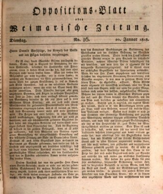 Oppositions-Blatt oder Weimarische Zeitung Dienstag 20. Januar 1818