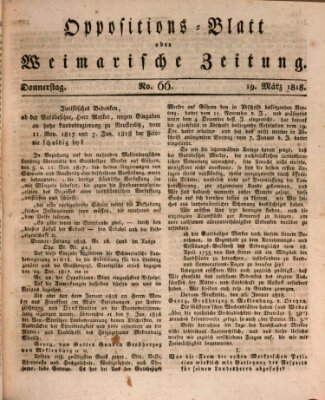 Oppositions-Blatt oder Weimarische Zeitung Donnerstag 19. März 1818
