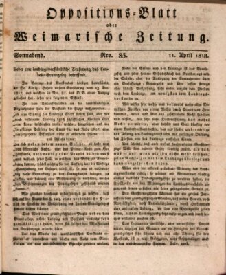 Oppositions-Blatt oder Weimarische Zeitung Samstag 11. April 1818