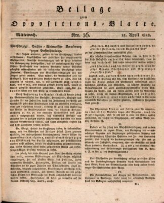 Oppositions-Blatt oder Weimarische Zeitung Mittwoch 15. April 1818