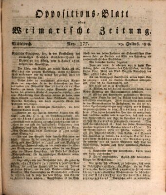 Oppositions-Blatt oder Weimarische Zeitung Mittwoch 29. Juli 1818