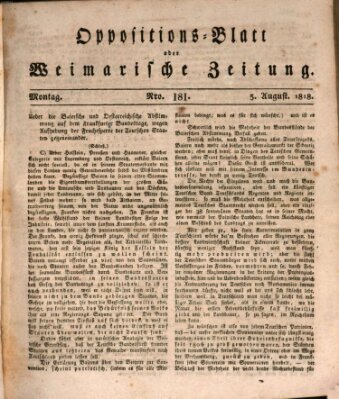 Oppositions-Blatt oder Weimarische Zeitung Montag 3. August 1818