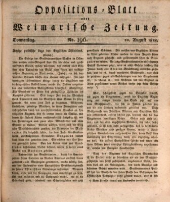 Oppositions-Blatt oder Weimarische Zeitung Donnerstag 20. August 1818