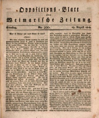 Oppositions-Blatt oder Weimarische Zeitung Dienstag 25. August 1818