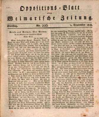 Oppositions-Blatt oder Weimarische Zeitung Dienstag 1. September 1818
