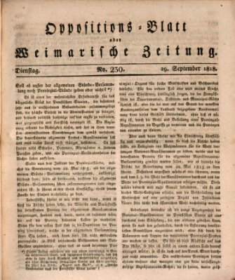 Oppositions-Blatt oder Weimarische Zeitung Dienstag 29. September 1818