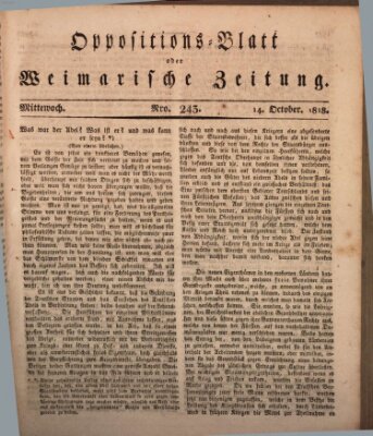 Oppositions-Blatt oder Weimarische Zeitung Mittwoch 14. Oktober 1818