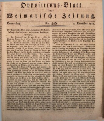 Oppositions-Blatt oder Weimarische Zeitung Donnerstag 3. Dezember 1818