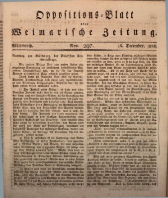 Oppositions-Blatt oder Weimarische Zeitung Mittwoch 16. Dezember 1818