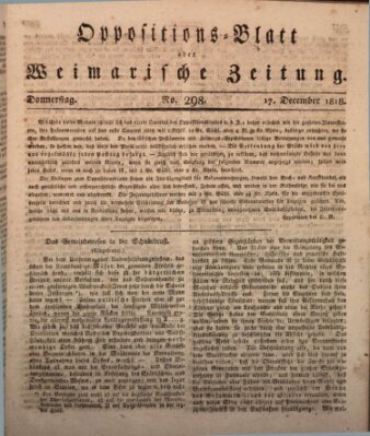 Oppositions-Blatt oder Weimarische Zeitung Donnerstag 17. Dezember 1818