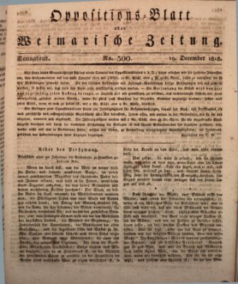 Oppositions-Blatt oder Weimarische Zeitung Samstag 19. Dezember 1818