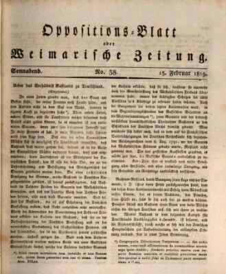 Oppositions-Blatt oder Weimarische Zeitung Samstag 13. Februar 1819
