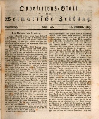 Oppositions-Blatt oder Weimarische Zeitung Mittwoch 17. Februar 1819