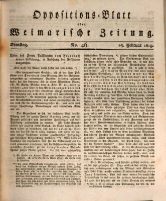 Oppositions-Blatt oder Weimarische Zeitung Dienstag 23. Februar 1819