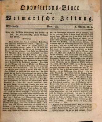 Oppositions-Blatt oder Weimarische Zeitung Mittwoch 3. März 1819