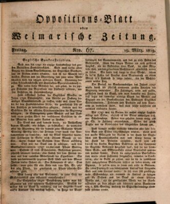 Oppositions-Blatt oder Weimarische Zeitung Freitag 19. März 1819