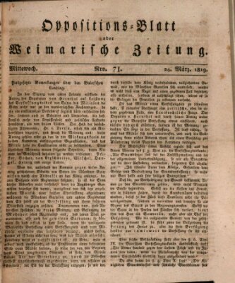 Oppositions-Blatt oder Weimarische Zeitung Mittwoch 24. März 1819