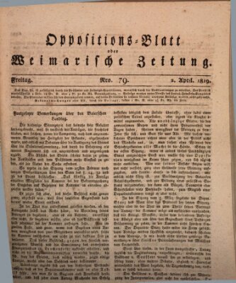 Oppositions-Blatt oder Weimarische Zeitung Freitag 2. April 1819