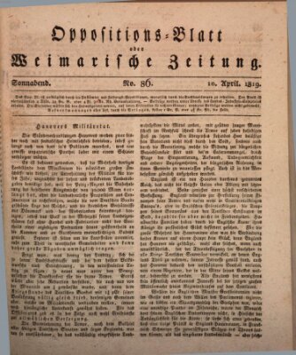 Oppositions-Blatt oder Weimarische Zeitung Samstag 10. April 1819