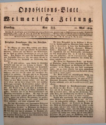 Oppositions-Blatt oder Weimarische Zeitung Dienstag 11. Mai 1819