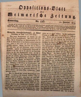 Oppositions-Blatt oder Weimarische Zeitung Donnerstag 10. Juni 1819
