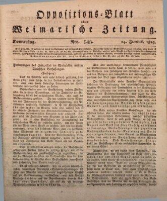 Oppositions-Blatt oder Weimarische Zeitung Donnerstag 24. Juni 1819