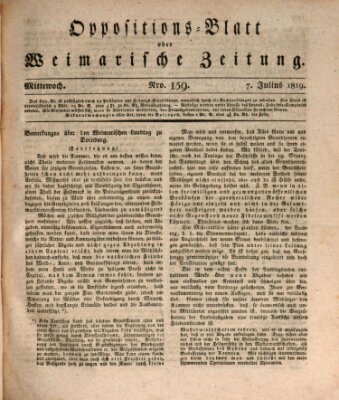 Oppositions-Blatt oder Weimarische Zeitung Mittwoch 7. Juli 1819