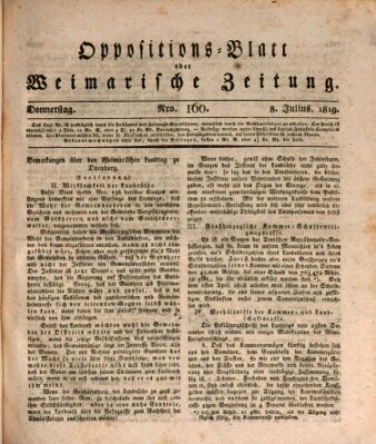 Oppositions-Blatt oder Weimarische Zeitung Donnerstag 8. Juli 1819