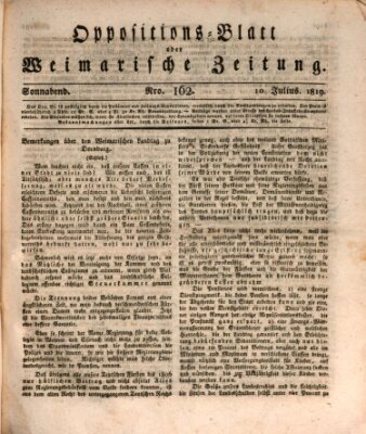 Oppositions-Blatt oder Weimarische Zeitung Samstag 10. Juli 1819
