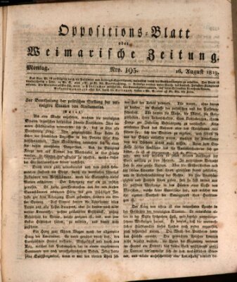 Oppositions-Blatt oder Weimarische Zeitung Montag 16. August 1819