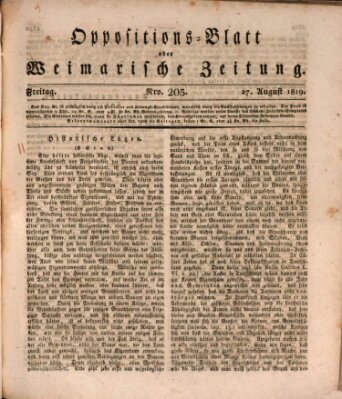 Oppositions-Blatt oder Weimarische Zeitung Freitag 27. August 1819