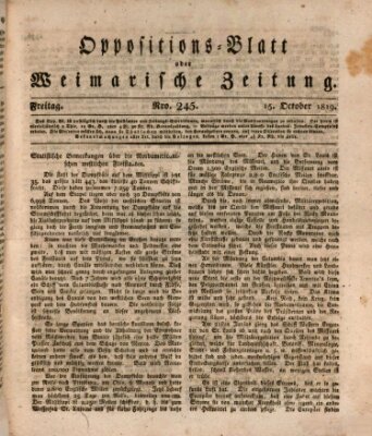 Oppositions-Blatt oder Weimarische Zeitung Freitag 15. Oktober 1819